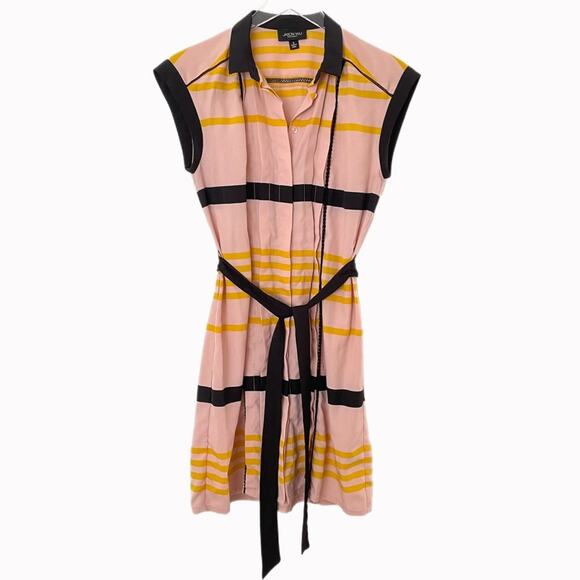 Jason Wu for Target Striped Sleeveless Collared Pleated Shift Mini Dress Sz S - Picture 2 of 6